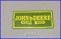 Vintage 12 John Deere Service Dealership Porcelain Sign Gas Oil Car Truck