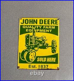 Vintage 12 John Deere Tractor Porcelain Sign Car Oil Gas Motorcycle Truck