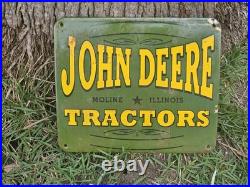 Vintage 1930's John Deere Tractors Porcelain Sign Farm Equipment 11×9.5