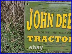 Vintage 1930's John Deere Tractors Porcelain Sign Farm Equipment 11×9.5