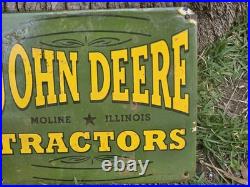 Vintage 1930's John Deere Tractors Porcelain Sign Farm Equipment 11×9.5
