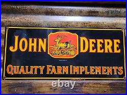 Vintage 1934 John Deere Porcelain Sign Farming Tractor Oil Gas Sales Service 24