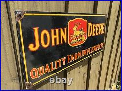 Vintage 1934 John Deere Tractor Porcelain Metal Farm Ranch Gas Oil Barn 25 Sign