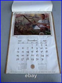 Vintage 1937 JOHN DEERE Centennial Calendar Large Dealership Display Sign Poster