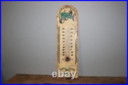 Vintage 1940's John Deere Far Tractor 1937-1950 Logo 16 Metal Thermometer Sign