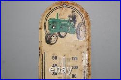 Vintage 1940's John Deere Far Tractor 1937-1950 Logo 16 Metal Thermometer Sign