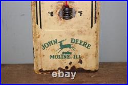 Vintage 1940's John Deere Far Tractor 1937-1950 Logo 16 Metal Thermometer Sign