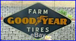 Vintage 1940s Goodyear Farm Tires Sign, Gas Oil, John Deere 48 x 25