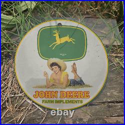 Vintage 1942 John Deere Farm Equipments Porcelain Gas Oil 4.5 Sign