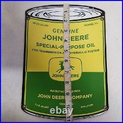 Vintage 1950's John Deere Oil Can Farm Equipment Porcelain Enamel Sign Moline