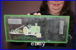 Vintage 1950's The John Deere Line Tractors Farm 12 Mirror Thermometer Sign