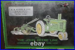 Vintage 1950's The John Deere Line Tractors Farm 12 Mirror Thermometer Sign