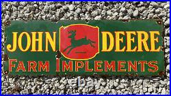 Vintage 1953 John Deere Porcelain Barn Sign Gas Oil Farm Implements Tractor Cow