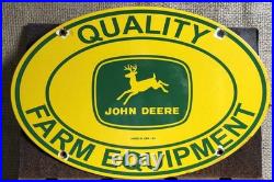 Vintage 1954 Dated John Deere Farm Equipment 16.5 Porcelain Gas Oil Sign
