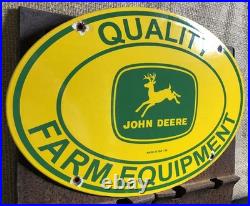 Vintage 1954 Dated John Deere Farm Equipment 16.5 Porcelain Gas Oil Sign