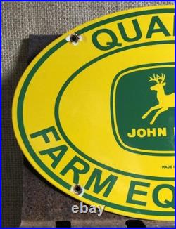 Vintage 1954 Dated John Deere Farm Equipment 16.5 Porcelain Gas Oil Sign