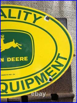 Vintage 1954 Dated John Deere Farm Equipment 16.5 Porcelain Gas Oil Sign