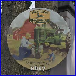 Vintage 1956 John Deere Quality Farm Equipment Porcelain Gas & Oil Pump Sign