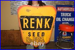 Vintage 1960's Renk Seed Corn Farm IH John Deere Tractor 28 Sign