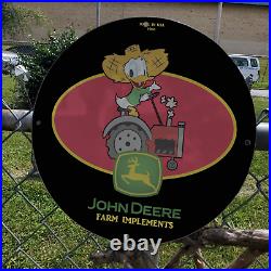 Vintage 1966 John Deere Farm Implements Equipment Porcelain Gas & Oil Pump Sign