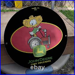 Vintage 1966 John Deere Farm Implements Equipment Porcelain Gas & Oil Pump Sign