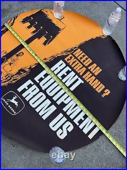 Vintage 1966 NOS 4 Leg John Deere 3' Diameter Poster Sign Rent From Us Exc