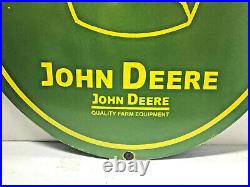 Vintage 30 Huge Porcelain Enamel John Deere Tractor Metal Tacker Sign
