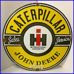 Vintage 30 Porcelain Enamel John Deere International Harvester Caterpillar Sign