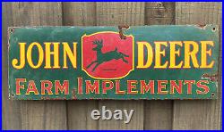 Vintage 53' John Deere Porcelain Sign Gas Oil Farm Implements Tractor Deer Ranch