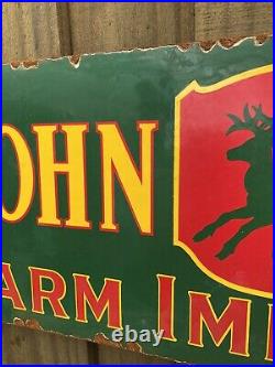 Vintage 53' John Deere Porcelain Sign Gas Oil Farm Implements Tractor Deer Ranch