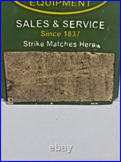 Vintage 6 x 8 Porcelain John Deere Door Push Enamel Sign w Match Striker Rare