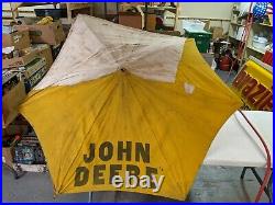 Vintage 70 JOHN DEERE Tractor Cloth Umbrella Pole Implement FARM PRIMITIVE Sign