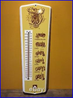 Vintage 70's John Deere Farm Machinery Metal Litho Thermometer