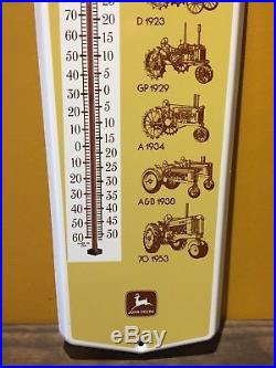 Vintage 70's John Deere Farm Machinery Metal Litho Thermometer
