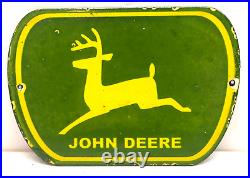 Vintage 8x5.5 John Deere Tractor Porcelain Door Push Pull Enamel Sign