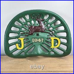 Vintage Antique Retro Cast Iron John Deere Tractor Seat 1847 Green Farm Sign