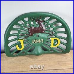 Vintage Antique Retro Cast Iron John Deere Tractor Seat 1847 Green Farm Sign
