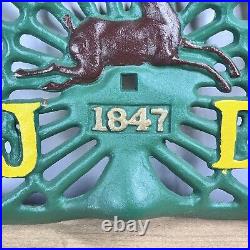 Vintage Antique Retro Cast Iron John Deere Tractor Seat 1847 Green Farm Sign