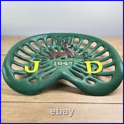 Vintage Antique Retro Cast Iron John Deere Tractor Seat 1847 Green Farm Sign