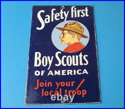 Vintage Boy Scouts Sign America Local Troop Gas Pump Motor Oil Porcelain Sign Vintage Boy Scouts Sign America Local Troop Gas Pump Motor Oil Porcelain Sign