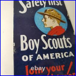 Vintage Boy Scouts Sign America Local Troop Gas Pump Motor Oil Porcelain Sign Vintage Boy Scouts Sign America Local Troop Gas Pump Motor Oil Porcelain Sign