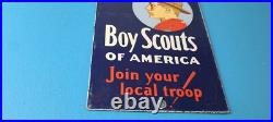 Vintage Boy Scouts Sign America Local Troop Gas Pump Motor Oil Porcelain Sign Vintage Boy Scouts Sign America Local Troop Gas Pump Motor Oil Porcelain Sign