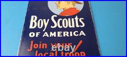 Vintage Boy Scouts Sign America Local Troop Gas Pump Motor Oil Porcelain Sign Vintage Boy Scouts Sign America Local Troop Gas Pump Motor Oil Porcelain Sign