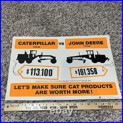 Vintage CAT vs John Deere Sign NOS Morale Poster Road Grader Comparable