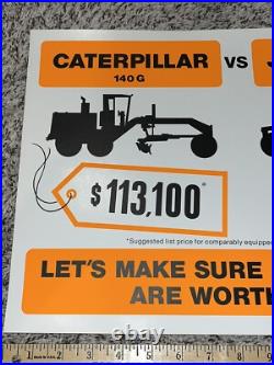 Vintage CAT vs John Deere Sign NOS Morale Poster Road Grader Comparable