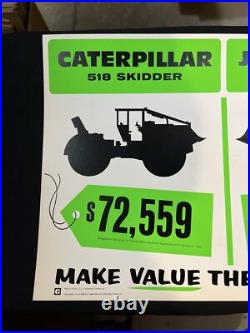 Vintage CAT vs John Deere Sign NOS Morale Poster Skidder Comparison 518 640