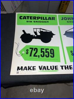 Vintage CAT vs John Deere Sign NOS Morale Poster Skidder Comparison 518 640