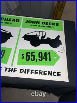 Vintage CAT vs John Deere Sign NOS Morale Poster Skidder Comparison 518 640
