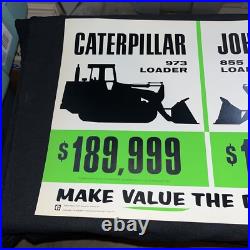 Vintage CAT vs John Deere Sign NOS Morale Poster Track Loader Comparison 973