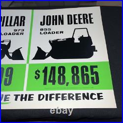 Vintage CAT vs John Deere Sign NOS Morale Poster Track Loader Comparison 973